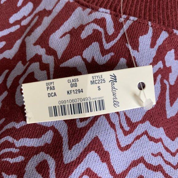 NWT MADEWELL Purple Cotton Oversized Sweatshirt in Tiger Print SZ Small - Picture 7 of 7